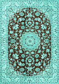 Medallion Turquoise Traditional Rug, tr731turq