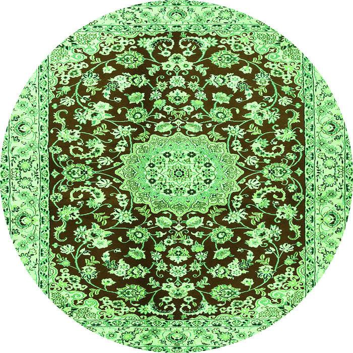 Machine Washable Medallion Green Traditional Area Rugs, wshtr731grn