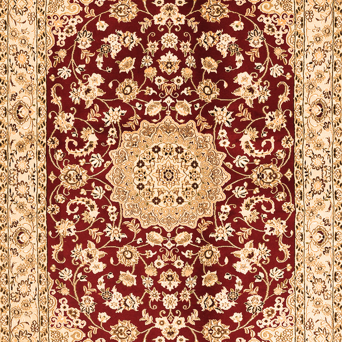 Serging Thickness of Machine Washable Medallion Orange Traditional Area Rugs, wshtr731org