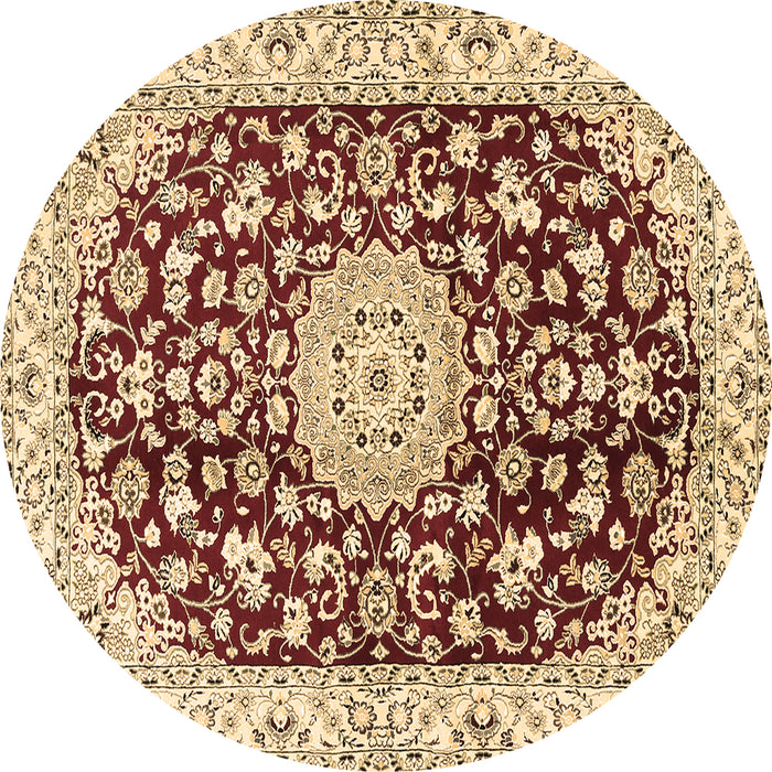 Round Medallion Brown Traditional Rug, tr731brn