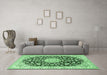 Machine Washable Medallion Emerald Green Traditional Area Rugs in a Living Room,, wshtr731emgrn