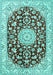 Machine Washable Medallion Turquoise Traditional Area Rugs, wshtr731turq