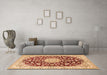 Machine Washable Medallion Orange Traditional Area Rugs in a Living Room, wshtr731org