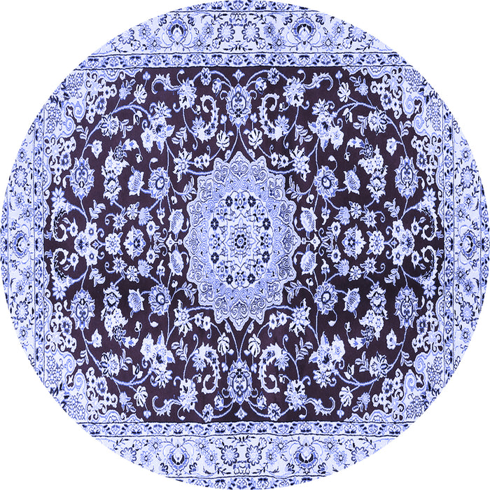 Round Medallion Blue Traditional Rug, tr731blu
