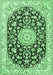 Machine Washable Medallion Emerald Green Traditional Area Rugs, wshtr731emgrn