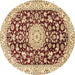 Round Machine Washable Medallion Brown Traditional Rug, wshtr731brn