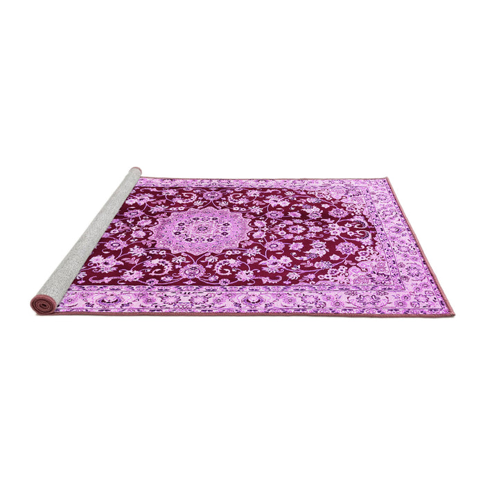 Sideview of Machine Washable Medallion Pink Traditional Rug, wshtr731pnk