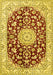 Machine Washable Medallion Yellow Traditional Rug, wshtr731yw