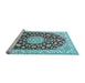 Sideview of Machine Washable Medallion Light Blue Traditional Rug, wshtr731lblu