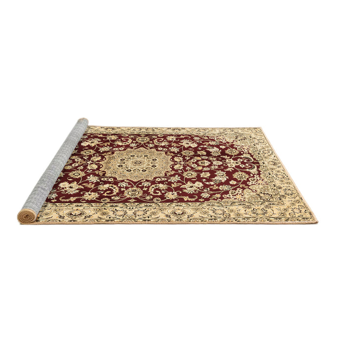 Sideview of Machine Washable Medallion Brown Traditional Rug, wshtr731brn