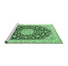 Sideview of Machine Washable Medallion Emerald Green Traditional Area Rugs, wshtr731emgrn