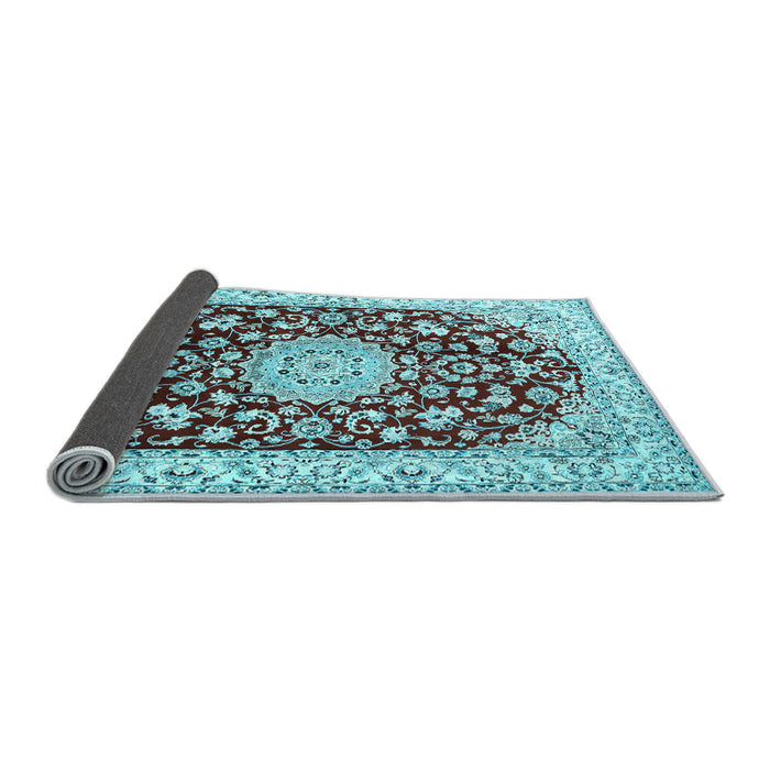 Sideview of Medallion Light Blue Traditional Rug, tr731lblu