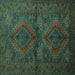 Square Machine Washable Persian Turquoise Traditional Area Rugs, wshtr732turq