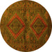 Round Persian Yellow Traditional Rug, tr732yw