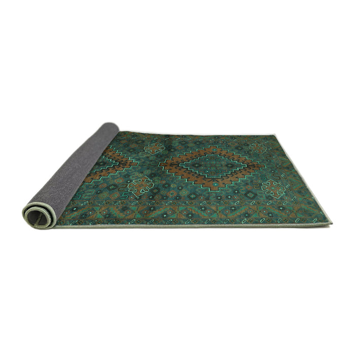 Sideview of Persian Turquoise Traditional Rug, tr732turq