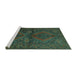 Sideview of Machine Washable Persian Turquoise Traditional Area Rugs, wshtr732turq