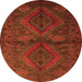 Square Persian Orange Traditional Rug, tr732org