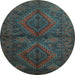 Round Persian Light Blue Traditional Rug, tr732lblu