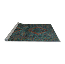 Sideview of Machine Washable Persian Light Blue Traditional Rug, wshtr732lblu