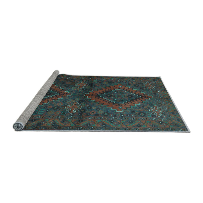 Sideview of Machine Washable Persian Light Blue Traditional Rug, wshtr732lblu