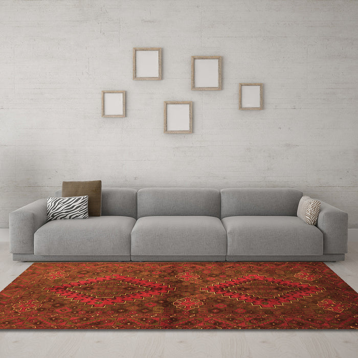 Machine Washable Persian Orange Traditional Area Rugs in a Living Room, wshtr732org