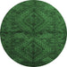 Round Persian Emerald Green Traditional Rug, tr732emgrn