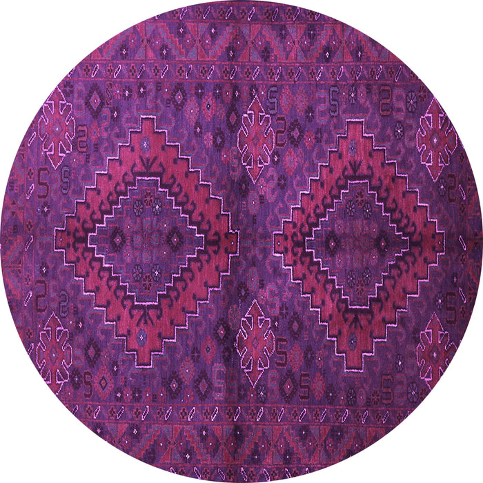 Round Machine Washable Persian Purple Traditional Area Rugs, wshtr732pur