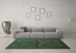 Machine Washable Persian Turquoise Traditional Area Rugs in a Living Room,, wshtr732turq