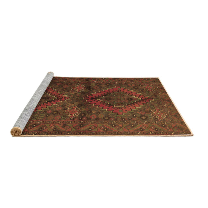 Sideview of Machine Washable Persian Brown Traditional Rug, wshtr732brn