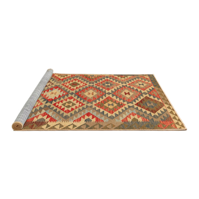 Sideview of Machine Washable Traditional Mahogany Brown Rug, wshtr733