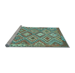 Sideview of Machine Washable Southwestern Light Blue Country Rug, wshtr733lblu