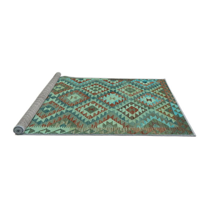Sideview of Machine Washable Southwestern Light Blue Country Rug, wshtr733lblu