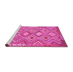 Sideview of Machine Washable Southwestern Pink Country Rug, wshtr733pnk