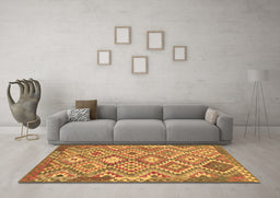 Machine Washable Southwestern Brown Country Rug in a Living Room,, wshtr733brn
