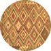 Round Southwestern Brown Country Rug, tr733brn