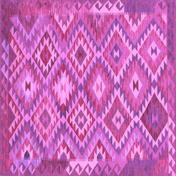 Square Machine Washable Southwestern Purple Country Area Rugs, wshtr733pur