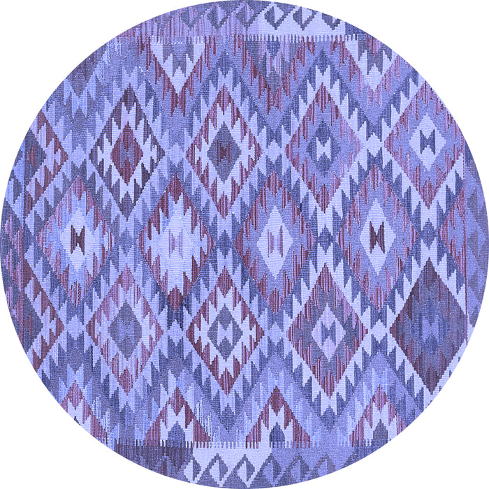 Round Southwestern Blue Country Rug, tr733blu