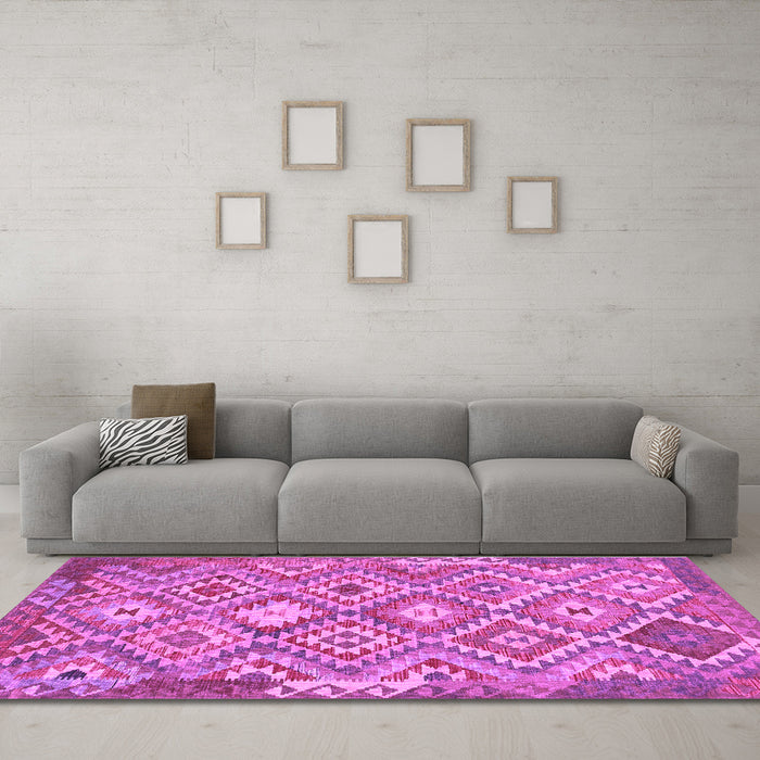 Machine Washable Southwestern Purple Country Area Rugs in a Living Room, wshtr733pur