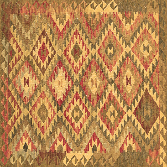 Square Machine Washable Southwestern Brown Country Rug, wshtr733brn