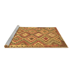 Sideview of Machine Washable Southwestern Brown Country Rug, wshtr733brn