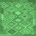 Square Southwestern Emerald Green Country Rug, tr733emgrn