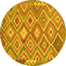 Round Southwestern Yellow Country Rug, tr733yw