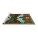 Sideview of Machine Washable Animal Turquoise Traditional Area Rugs, wshtr734turq