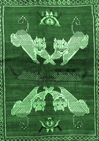 Animal Emerald Green Traditional Rug, tr734emgrn