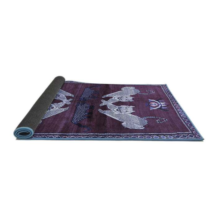 Sideview of Animal Blue Traditional Rug, tr734blu
