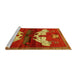 Sideview of Machine Washable Animal Yellow Traditional Rug, wshtr734yw