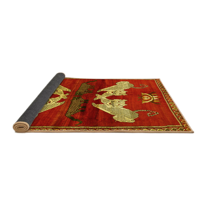 Sideview of Animal Yellow Traditional Rug, tr734yw