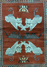 Animal Light Blue Traditional Rug, tr734lblu