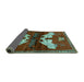 Sideview of Animal Turquoise Traditional Rug, tr734turq