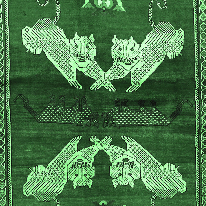 Machine Washable Animal Emerald Green Traditional Area Rugs, wshtr734emgrn